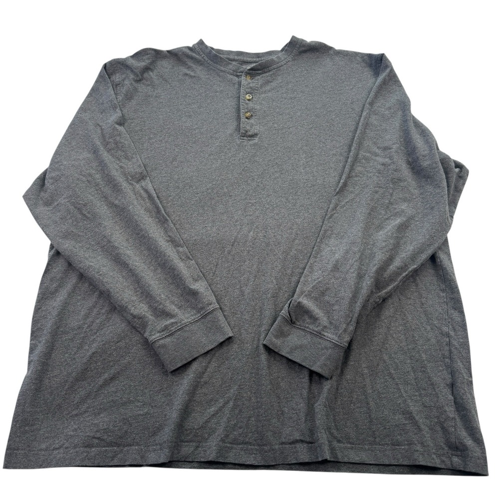 LL Bean Henley Shirt‎ Mens XXL Tall Gray Preppy Long Sleeve Classic Capsule - Picture 2 of 7